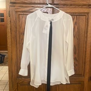 White size small Cabi blouse , black tie
